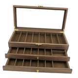 Maxbell Knife Display Case 3 Layer Knife Holder for Gift Forks Cutlery Brown