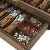 Maxbell Knife Display Case 3 Layer Knife Holder for Gift Forks Cutlery Brown