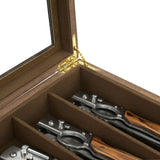 Maxbell Knife Display Case 3 Layer Knife Holder for Gift Forks Cutlery Brown