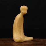 Maxbell Wooden Carving Statue Tea Ceremony Boxwood Art Decoration for Car Desk Decor