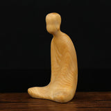 Maxbell Wooden Carving Statue Tea Ceremony Boxwood Art Decoration for Car Desk Decor
