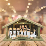 Maxbell Wooden Gift Collection Religious Nativity Scene Figurine for Party Home Xmas