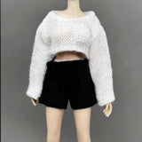 Maxbell 1/12 Scale Female Figure Doll Sweater Fashion Mini for 6 inch Action Figures White