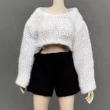 Maxbell 1/12 Scale Female Figure Doll Sweater Fashion Mini for 6 inch Action Figures White