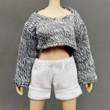 Maxbell 1/12 Scale Female Figure Doll Sweater Fashion Mini for 6 inch Action Figures Gray