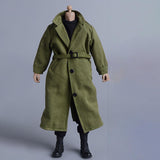 Maxbell 1/12 Scale Action Figures Long Windbreaker Doll Decor Fashion Figure Costume Green