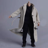 Maxbell 1/12 Scale Action Figures Long Windbreaker Doll Decor Fashion Figure Costume Grey