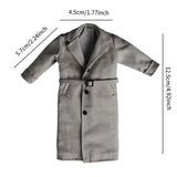 Maxbell 1/12 Scale Action Figures Long Windbreaker Doll Decor Fashion Figure Costume Grey