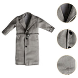 Maxbell 1/12 Scale Action Figures Long Windbreaker Doll Decor Fashion Figure Costume Grey