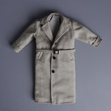 Maxbell 1/12 Scale Action Figures Long Windbreaker Doll Decor Fashion Figure Costume Grey