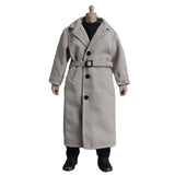 Maxbell 1/12 Scale Action Figures Long Windbreaker Doll Decor Fashion Figure Costume Grey