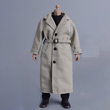 Maxbell 1/12 Scale Action Figures Long Windbreaker Doll Decor Fashion Figure Costume Grey