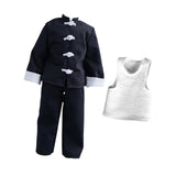 Maxbell 3Pcs 1/12 Scale Coat and Pants Vest Costume for 6 inch Figures Body Dress up Wide Leg Pants Set
