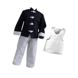 Maxbell 3Pcs 1/12 Scale Coat and Pants Vest Costume for 6 inch Figures Body Dress up Black White Set