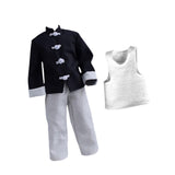 Maxbell 3Pcs 1/12 Scale Coat and Pants Vest Costume for 6 inch Figures Body Dress up Black White Set