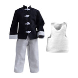 Maxbell 3Pcs 1/12 Scale Coat and Pants Vest Costume for 6 inch Figures Body Dress up Black White Set
