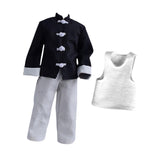 Maxbell 3Pcs 1/12 Scale Coat and Pants Vest Costume for 6 inch Figures Body Dress up Black White Set