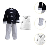 Maxbell 3Pcs 1/12 Scale Coat and Pants Vest Costume for 6 inch Figures Body Dress up Black White Set