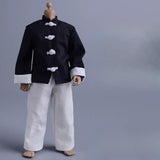 Maxbell 3Pcs 1/12 Scale Coat and Pants Vest Costume for 6 inch Figures Body Dress up Black White Set