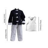 Maxbell 3Pcs 1/12 Scale Coat and Pants Vest Costume for 6 inch Figures Body Dress up Black White Set