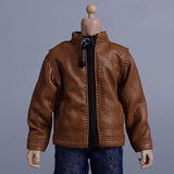 Maxbell Fashion 1/12 PU Leather Jacket Miniature Clothing for 6" Action Figures Accs Brown