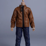 Maxbell Fashion 1/12 PU Leather Jacket Miniature Clothing for 6" Action Figures Accs Brown