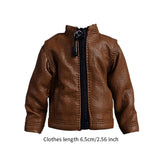 Maxbell Fashion 1/12 PU Leather Jacket Miniature Clothing for 6" Action Figures Accs Brown