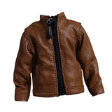 Maxbell Fashion 1/12 PU Leather Jacket Miniature Clothing for 6" Action Figures Accs Brown