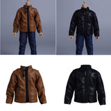 Maxbell Fashion 1/12 PU Leather Jacket Miniature Clothing for 6" Action Figures Accs Brown
