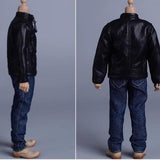Maxbell Fashion 1/12 PU Leather Jacket Miniature Clothing for 6" Action Figures Accs Black