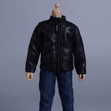 Maxbell Fashion 1/12 PU Leather Jacket Miniature Clothing for 6" Action Figures Accs Black