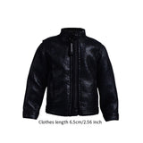 Maxbell Fashion 1/12 PU Leather Jacket Miniature Clothing for 6" Action Figures Accs Black