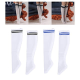 Maxbell 1:6 Retro Tube Socks Athletic Socks for 12'' inch Female Doll Action Figures Stripe Black Crew