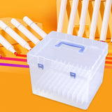 Maxbell Markers Case with Handle Clear Lightweight Bin Holder for Drawing Home Craft