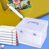 Maxbell Markers Case with Handle Clear Lightweight Bin Holder for Drawing Home Craft