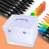 Maxbell Markers Case with Handle Clear Lightweight Bin Holder for Drawing Home Craft