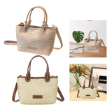 Straw Beach Bag Gift Ladies Woven Purse Tote for Outdoor Pool Music Festival Beige