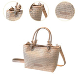 Straw Beach Bag Gift Ladies Woven Purse Tote for Outdoor Pool Music Festival Beige