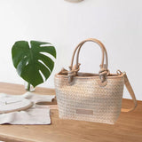 Straw Beach Bag Gift Ladies Woven Purse Tote for Outdoor Pool Music Festival Beige