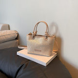 Straw Beach Bag Gift Ladies Woven Purse Tote for Outdoor Pool Music Festival Beige