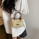 Straw Beach Bag Gift Ladies Woven Purse Tote for Outdoor Pool Music Festival Khaki