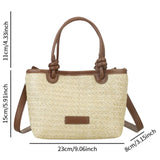 Straw Beach Bag Gift Ladies Woven Purse Tote for Outdoor Pool Music Festival Khaki