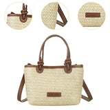 Straw Beach Bag Gift Ladies Woven Purse Tote for Outdoor Pool Music Festival Khaki