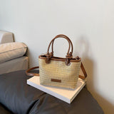 Straw Beach Bag Gift Ladies Woven Purse Tote for Outdoor Pool Music Festival Khaki