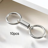 Maxbell 10x Double Ring Keychain Key Ring Holder for Necklaces Small Chain Connector Argent