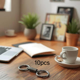 Maxbell 10x Double Ring Keychain Key Ring Holder for Necklaces Small Chain Connector Argent