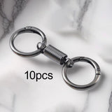 Maxbell 10x Double Ring Keychain Key Ring Holder for Necklaces Small Chain Connector black