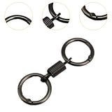 Maxbell 10x Double Ring Keychain Key Ring Holder for Necklaces Small Chain Connector black