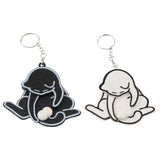 Maxbell Funny Cat Keychain Compact Interactive Keyring for Anniversary Backpack Gift white