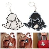 Maxbell Funny Cat Keychain Compact Interactive Keyring for Anniversary Backpack Gift white